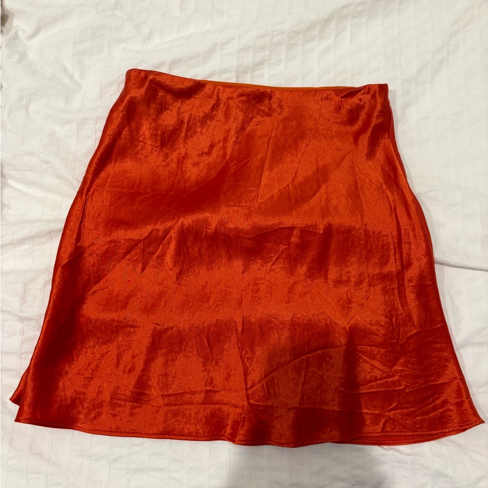Aritzia Orange Silk Skirt
